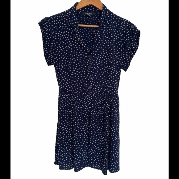 Forever 21 Mini Floral Button Down Dress, Size Med - Picture 1 of 9